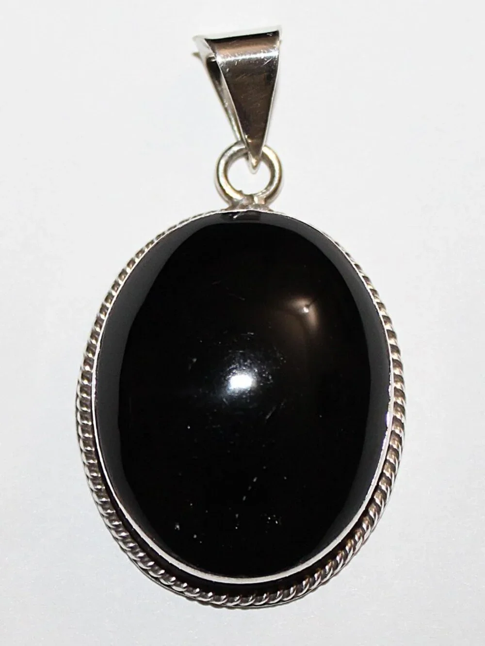 Vintage Sterling Silver Large Taxco Onyx Pendant 36 Grams